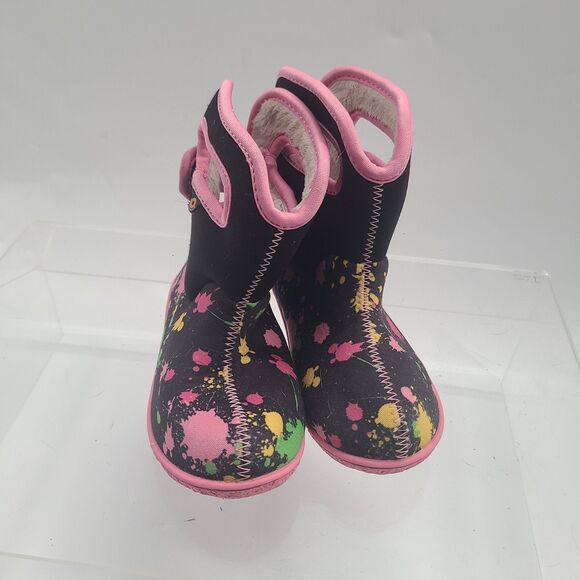 Baby Bogs Paint Splatter Waterproof Faux Fur Lined Rain/Snow Boots Size 9 - Picture 1 of 9